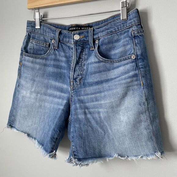 Veronica Beard Shiloh Relaxed Short Mid Rise Denim Lava Stone Wash Size 24 - Picture 3 of 8